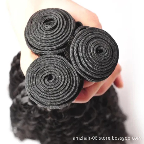 Natural Color Kinky Curly Human Hair Weave Extension Double Weft Raw Indian Curly Cuticle Aligned Virgin Human Hair Bundle